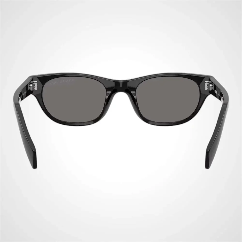New PRADA Sunglasses Black Polarized Logo Cat Eye Square Grey Lens 50-20-145mm - Picture 5 of 6